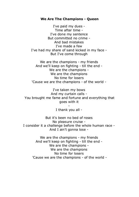 we are the champion lyrics